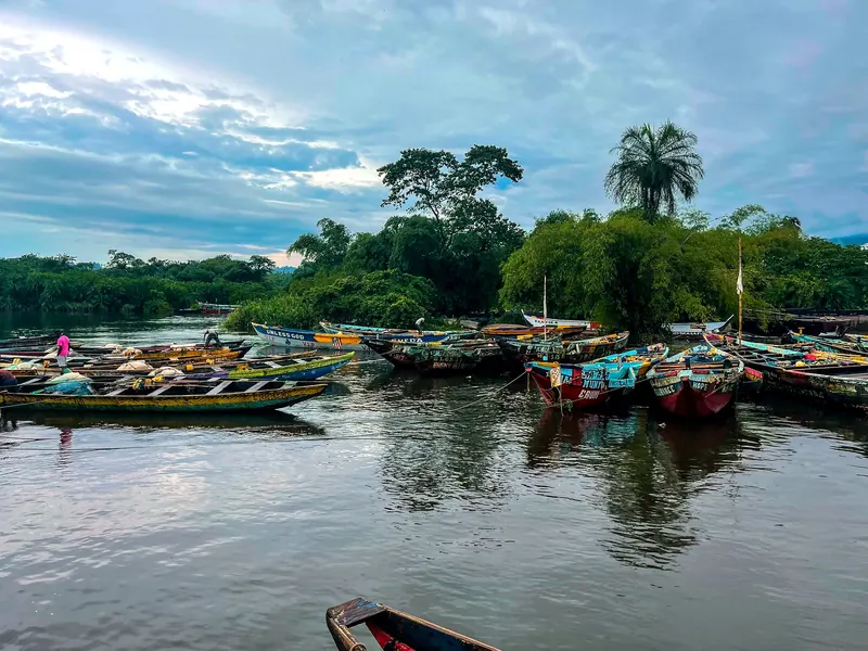 Fishing boats at Idenau, on the coast near Limbe