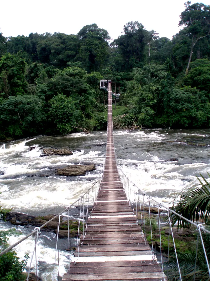 The Mana suspension bridge, the official entry into Korup National Park