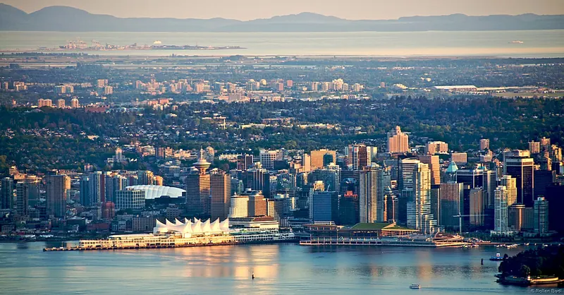 Vancouver at dusk, seen from Grouse Mountain