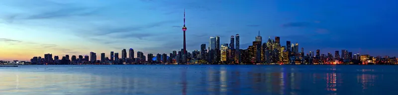 The Toronto skyline at sunset from the Toronto Islands