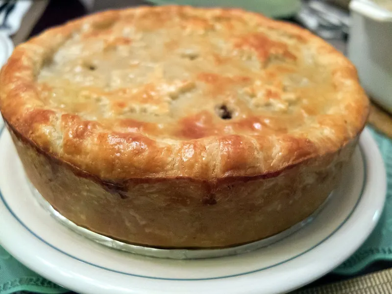 A whole tourtière, the French-Canadian meat pie
