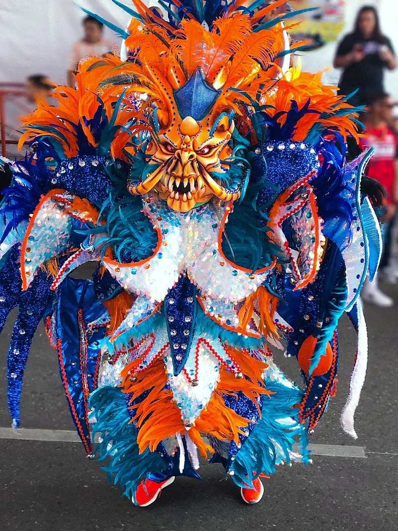 Diablo cojuelo costume at La Vega Carnival, Dominican Republic