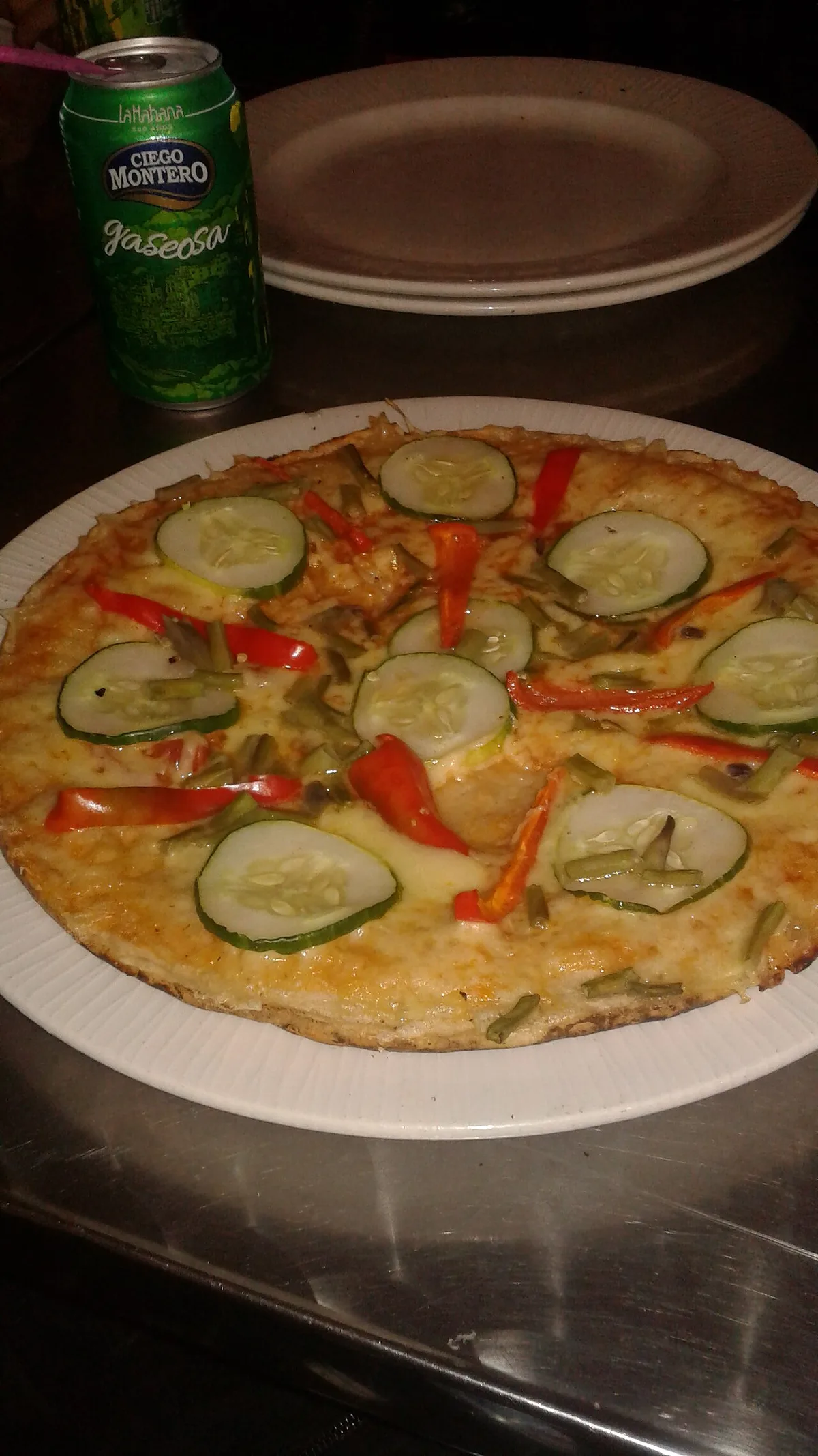 A Cuban pizza, the peso-window staple