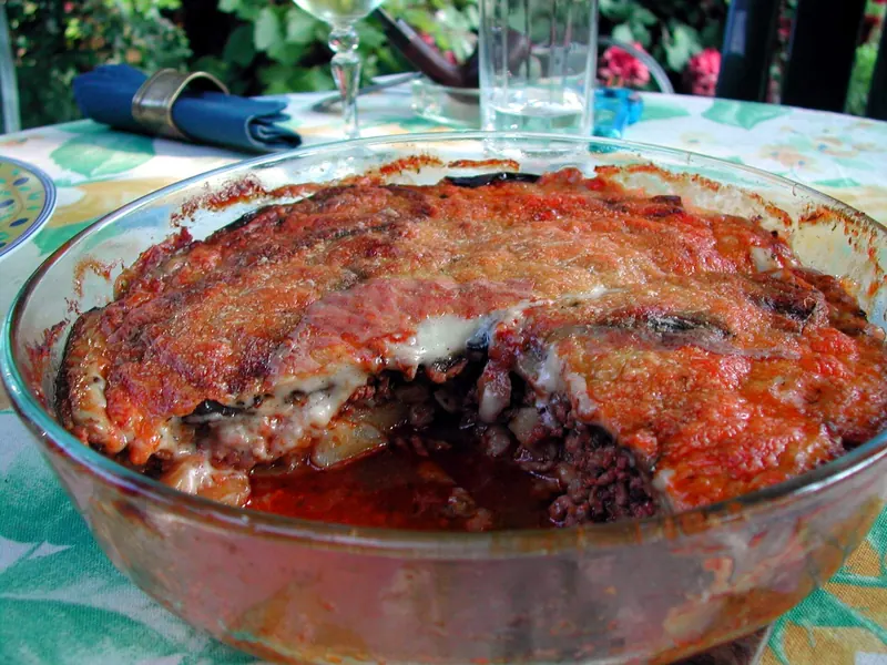 Moussaka, the layered eggplant and bechamel bake