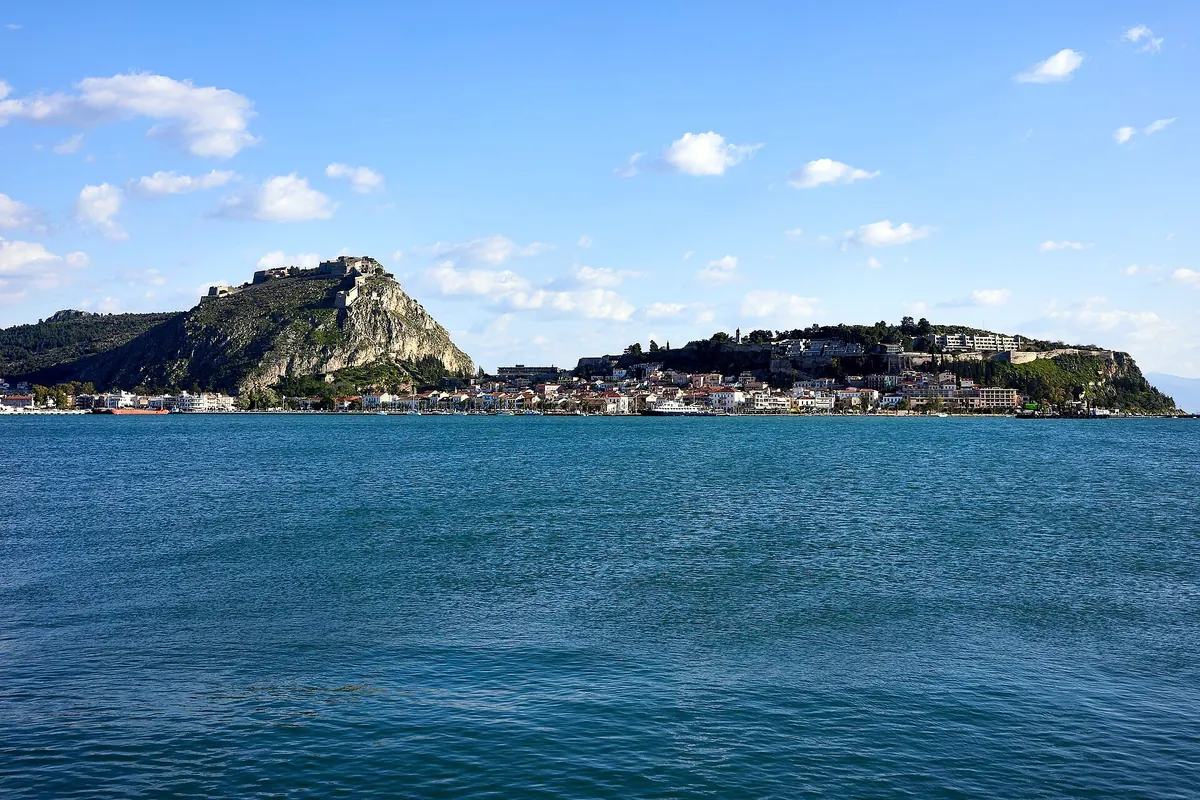 Palamidi and Nafplio from the Argolic Gulf