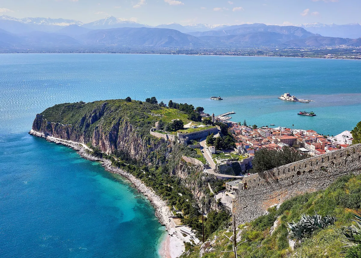 Nafplio old town and Akronafplia from Palamidi