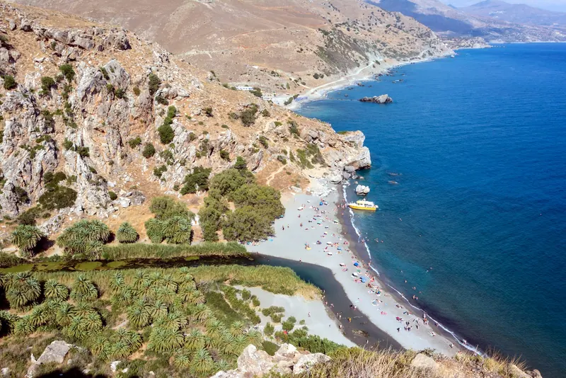 Preveli palm beach where the river meets the sea, Crete