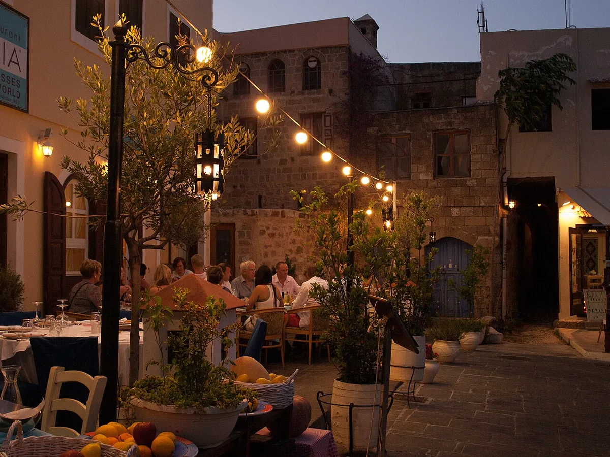 A lane cafe in Rhodes' medieval old town