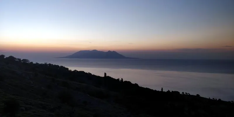 Samothrace seen from Imbros at sunset