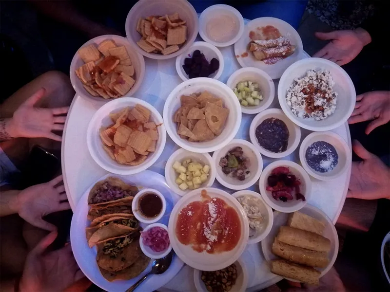 A cantina botana spread: the small plates that arrive with the drinks