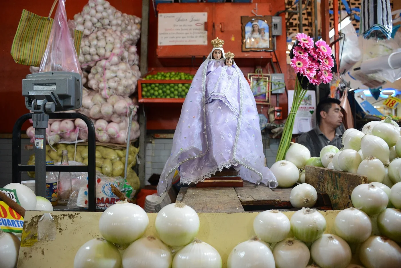 A produce stall inside La Merced, Mexico City