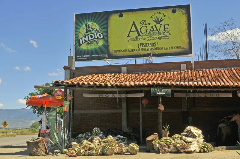 An agave mill on the mezcal route, Oaxaca