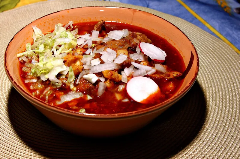 Pozole rojo, the hominy stew of Guerrero