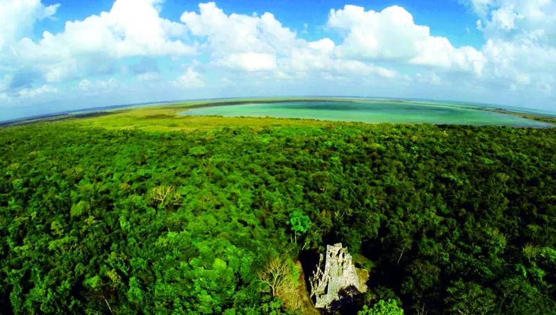 The Sian Ka'an Biosphere Reserve from the air
