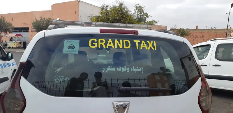 A grand taxi (shared intercity taxi) in Morocco