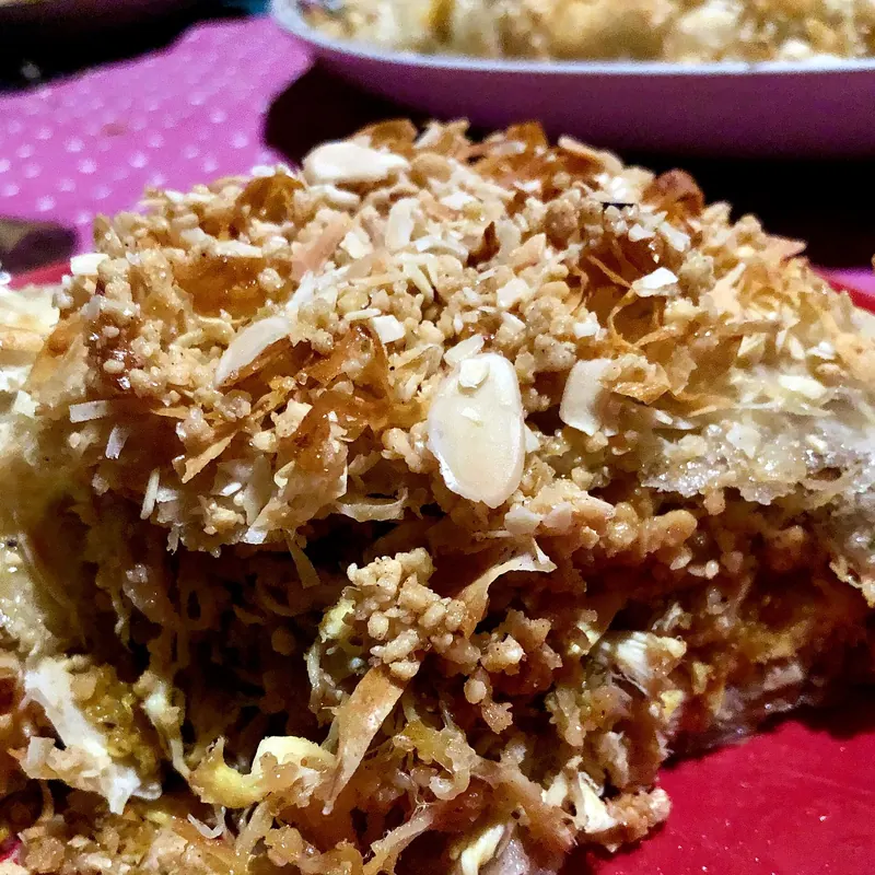 A slice of chicken pastilla