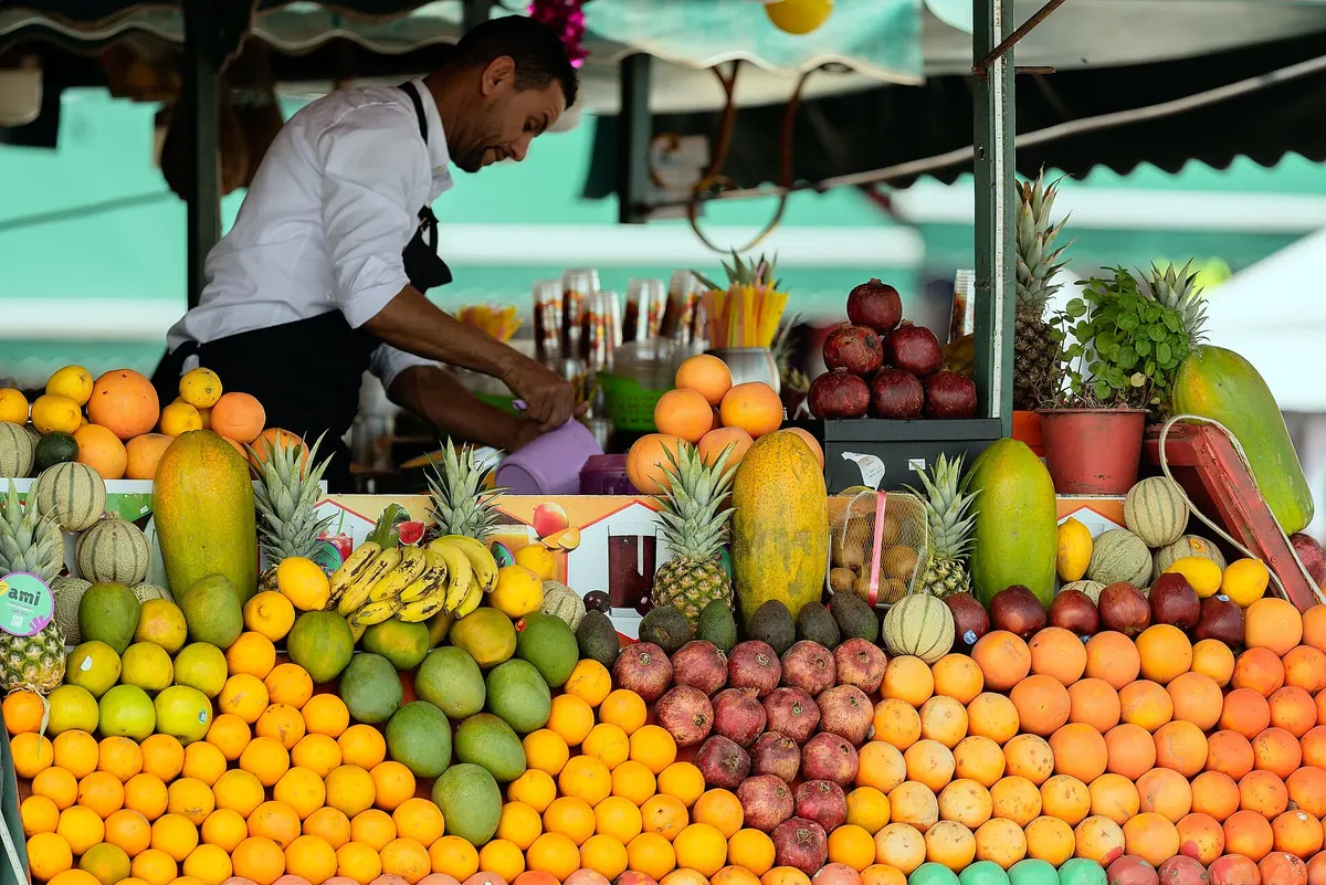 A fruit vendor in the Marrakech souks