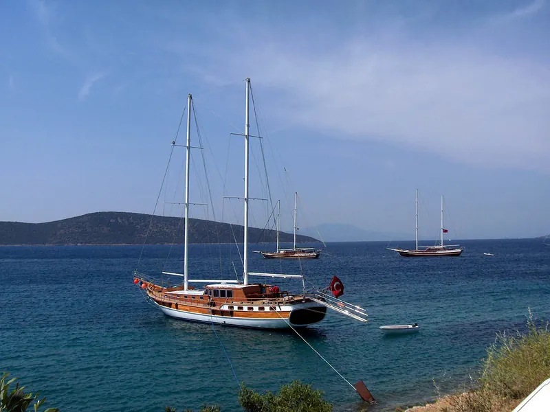 A gulet, the classic wooden yacht of the Turkish coast, at Bodrum
