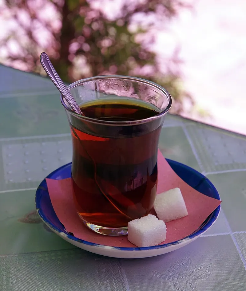 A glass of Turkish tea (çay), the national drink