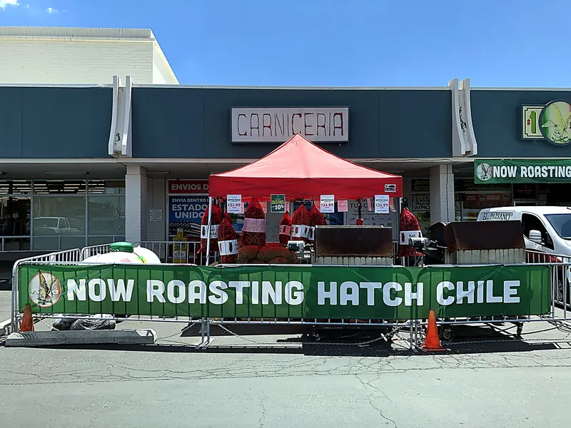 Green chiles roasting in Hatch, New Mexico