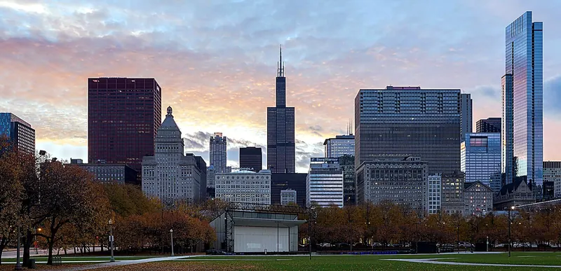 The Chicago skyline from Lake Michigan